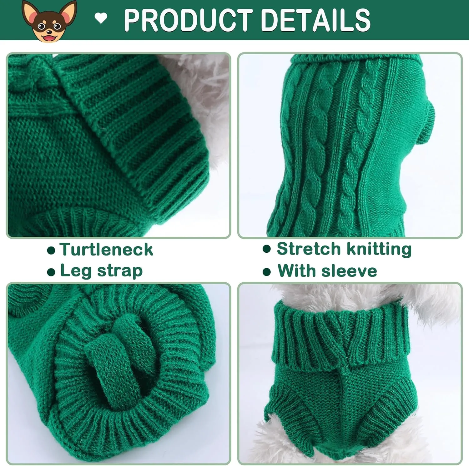 2 Pieces XXS Dog Sweater Teacup Dog Clothes Turtleneck Dog Sweater Fall Dog Clothes for Small Dogs Boy Girl, Winter Warm Pet Coat Puppy Outfits Cat Sweater Chihuahua Yorkie Sweater, Green   Purple