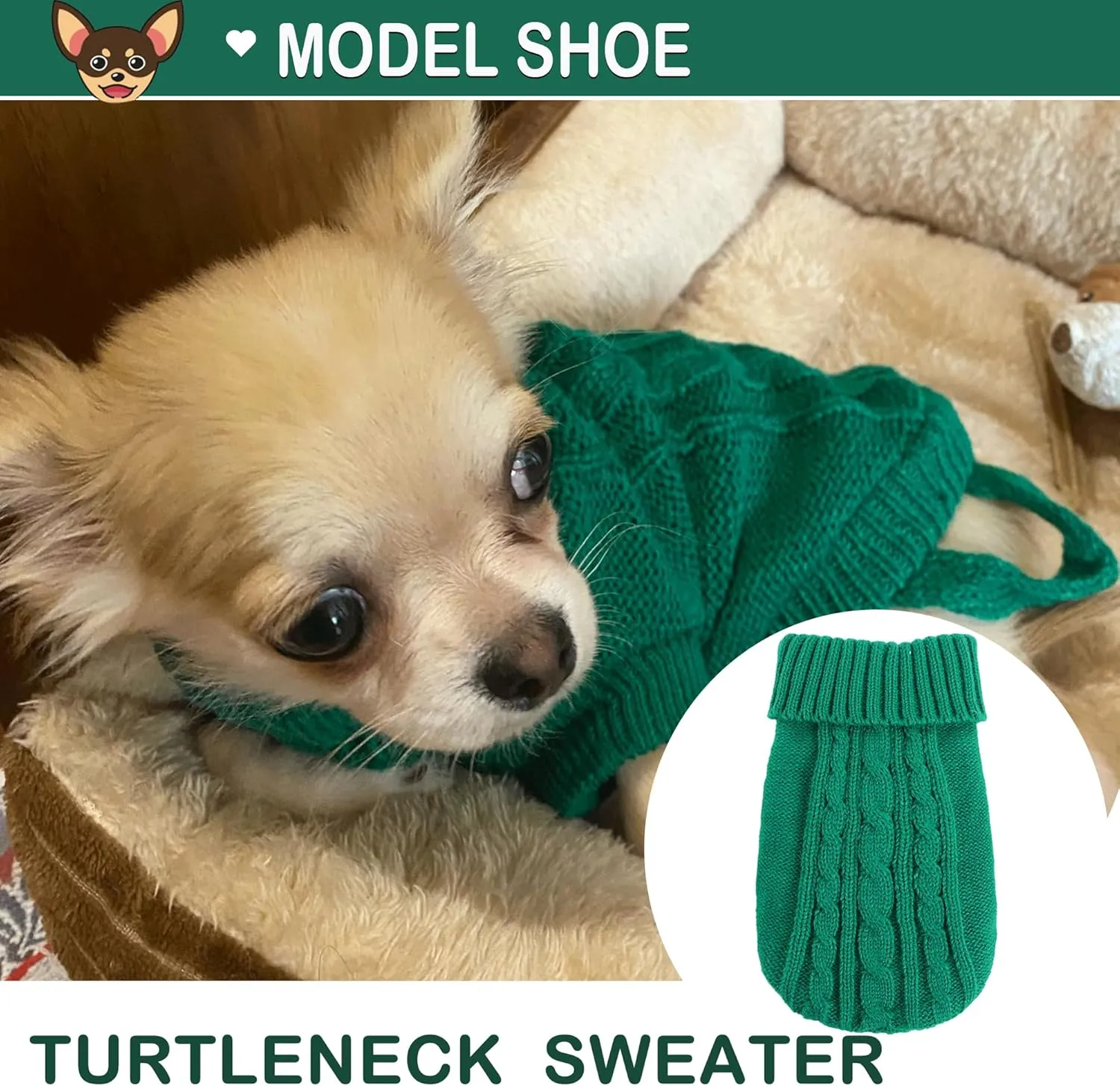 2 Pieces XXS Dog Sweater Teacup Dog Clothes Turtleneck Dog Sweater Fall Dog Clothes for Small Dogs Boy Girl, Winter Warm Pet Coat Puppy Outfits Cat Sweater Chihuahua Yorkie Sweater, Green   Purple