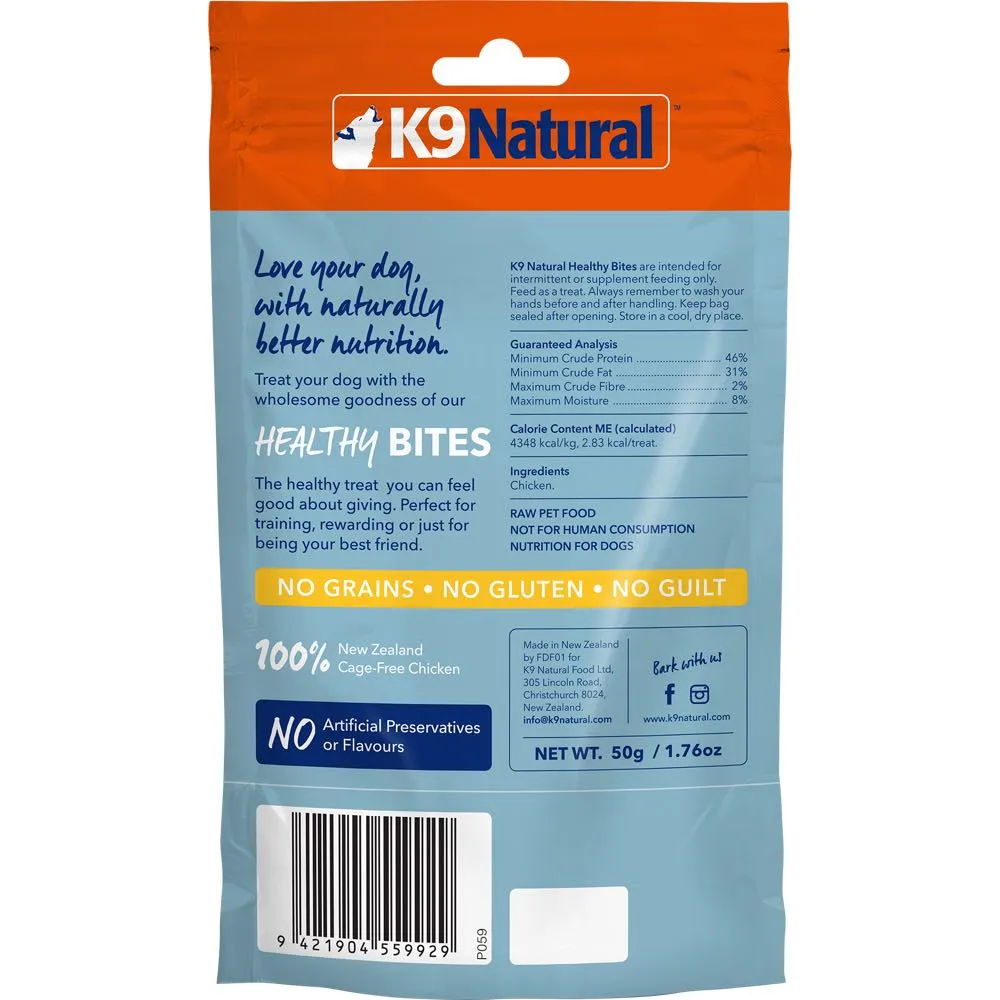 20% OFF: K9 Natural Healthy Bites Chicken Freeze-Dried Dog Treats 50g