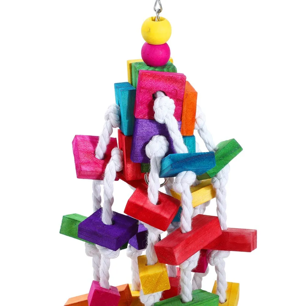 3 x Large Hanging Swing Bird Parrot Toy | Wood & Rope
