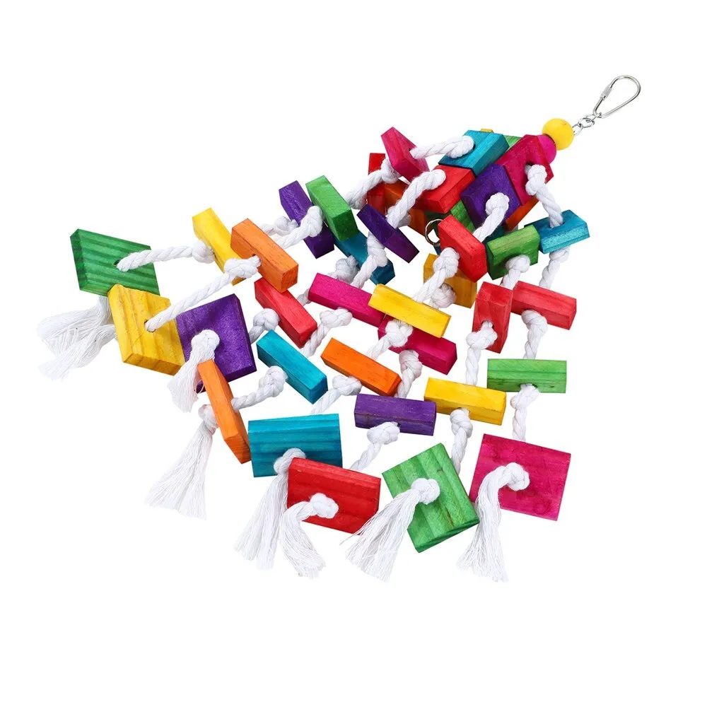 3 x Large Hanging Swing Bird Parrot Toy | Wood & Rope