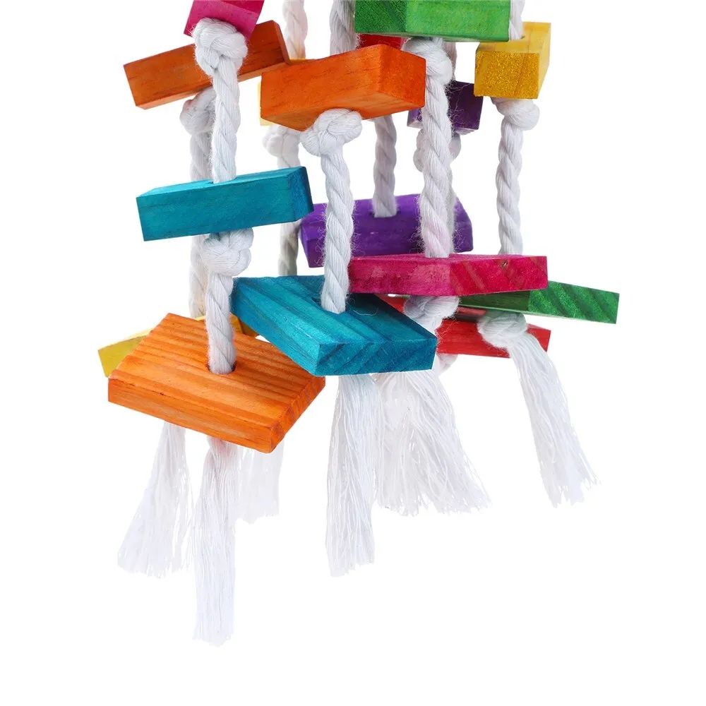3 x Large Hanging Swing Bird Parrot Toy | Wood & Rope