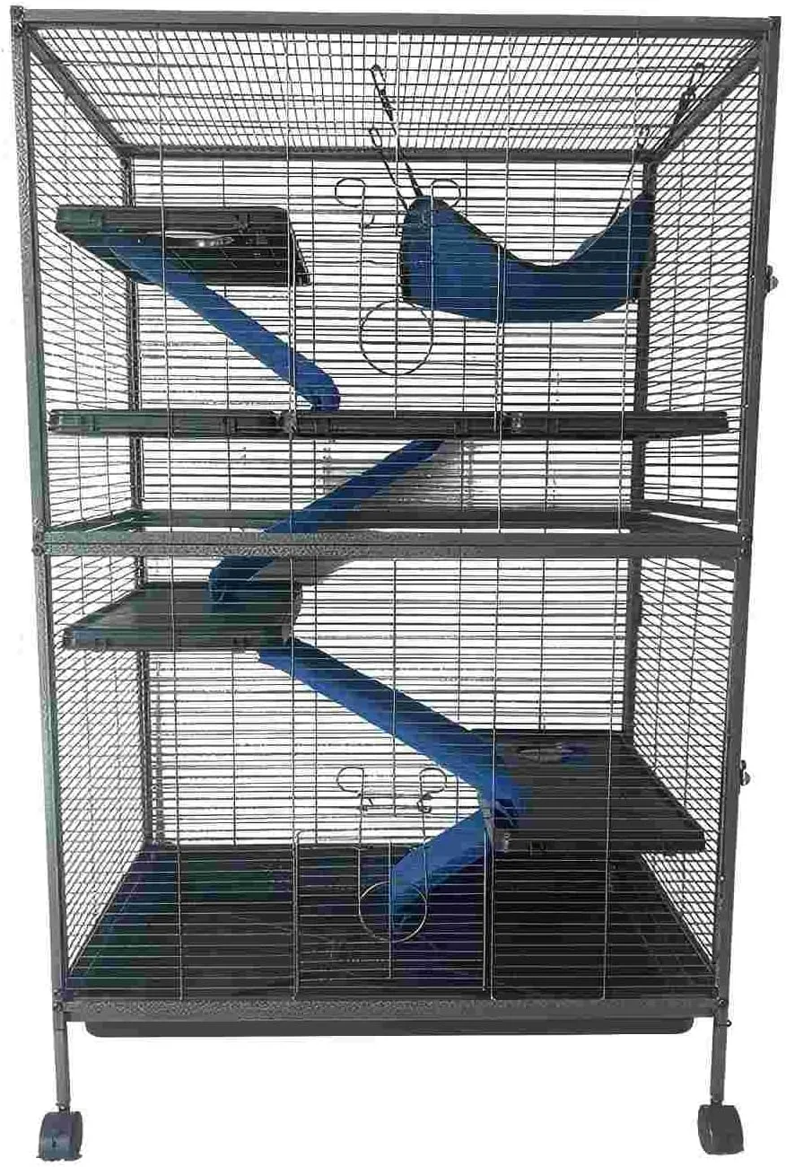 59" H Small Animal Cage, 6-Tier Critter Nation Cage with Ramps, Platforms, and Tray, Rolling Lagre Metal Ferret Cage for Chinchilla, Cat, Hamster, Guinea Pig, Rabbit, Black