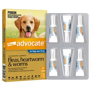Advocate Flea Heartworm and Worm Treatment for Dogs 25kg Blue 6 Pack