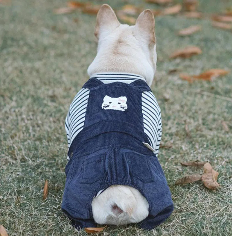 Autumn and winter cotton stretch corduroy four-legged overalls pet clothes