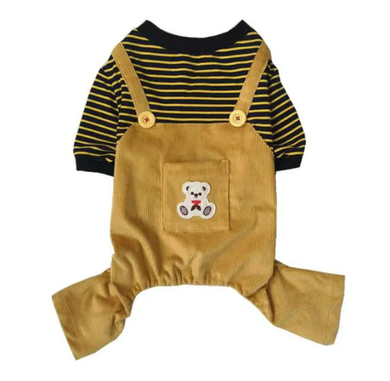 Autumn and winter cotton stretch corduroy four-legged overalls pet clothes