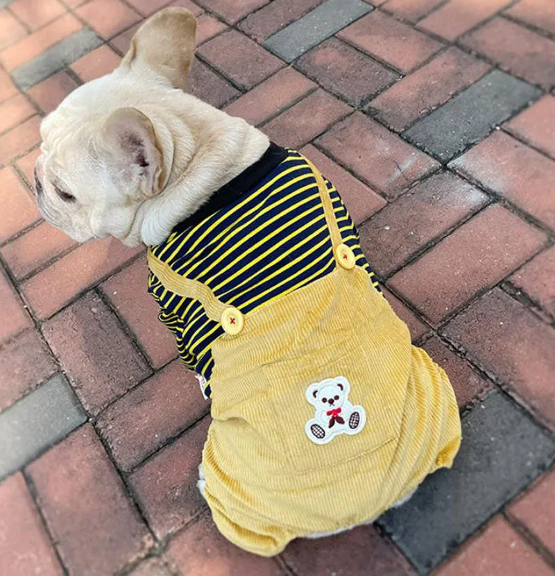 Autumn and winter cotton stretch corduroy four-legged overalls pet clothes