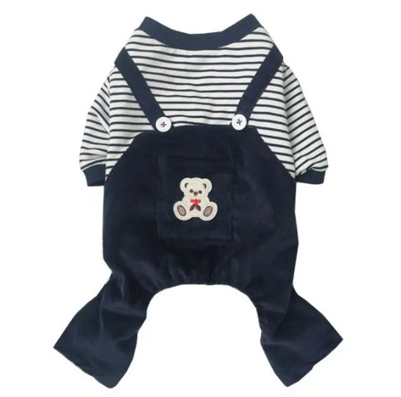 Autumn and winter cotton stretch corduroy four-legged overalls pet clothes