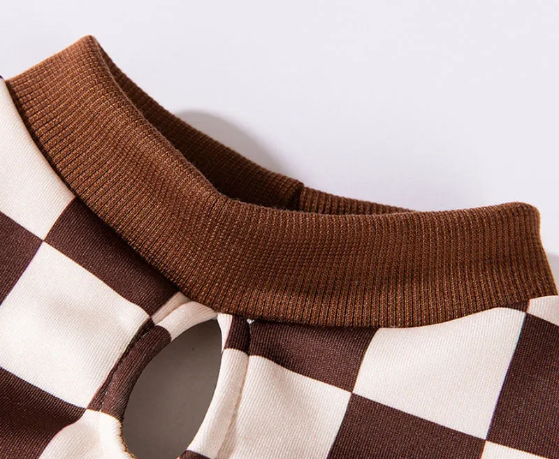 Autumn and winter trendy cool style dog plaid print hamburger French bulldog sweatshirt fat dog pug bulldog pet dog clothes