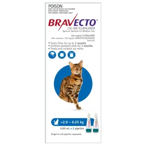 Bravecto Blue Flea & Tick Spot-On Treatment 2.8-6.25kg Cat