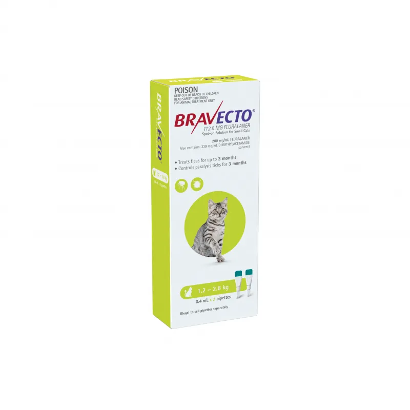 Bravecto Green Flea & Tick Spot-On Treatment 1.2-2.8kg Cat & Kitten