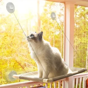 Cat Bed & Hammock - Window Perch with Suction Cups, Space-Saving Cat Resting Seat & Shelves - Up to 50lb, 360 Sunbath