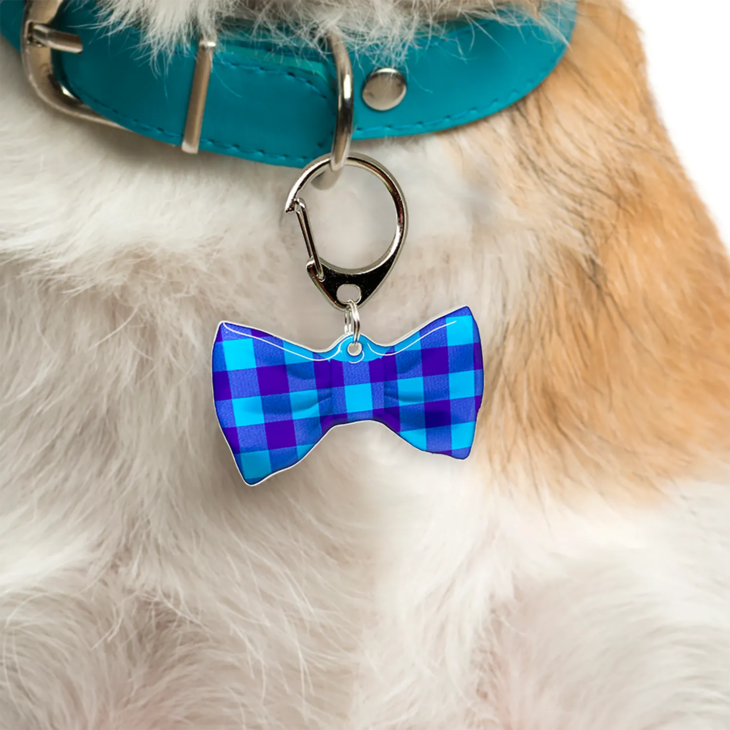 Checker Bowtie Pet ID Tag