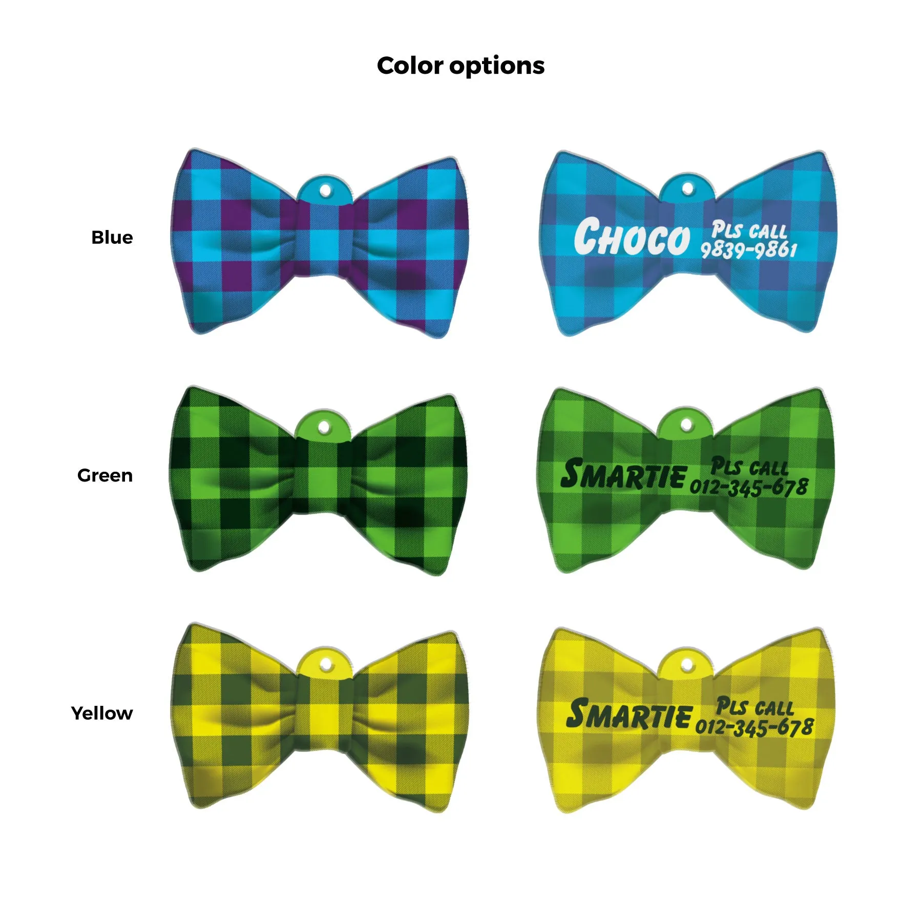 Checker Bowtie Pet ID Tag