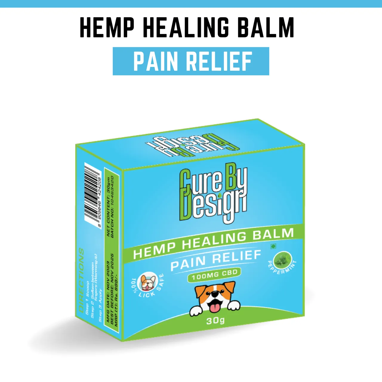 Cure By Design- Hemp Healing Balm for Pets – Pain Relief (100mg CBD)