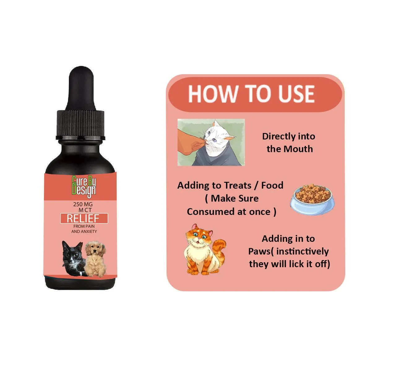Cure By Design- Relief 250mg CBD for Small Animals (MCT)