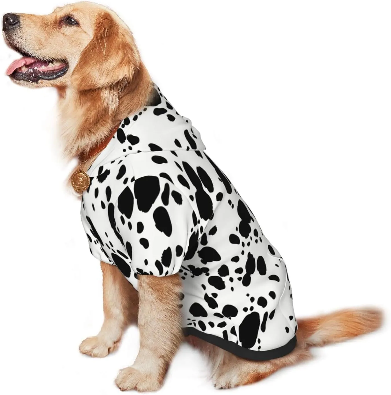 Cute Dalmatian Print Dog HoodiesDog Clothes with Pocket and Hat Winter Clothes Sweaters for Medium Large Dogs Girl Boy Pets' Clothes Outfits