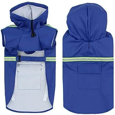 FEimaX Dog Raincoats Rain Poncho Coat Waterproof Rain Jacket with Hood for Medium and Large Dogs, Lightweight Hoodies Pet Windproof for Outdoor Walking (2XL (Chest: 22.4, Body 17.7''), Blue)