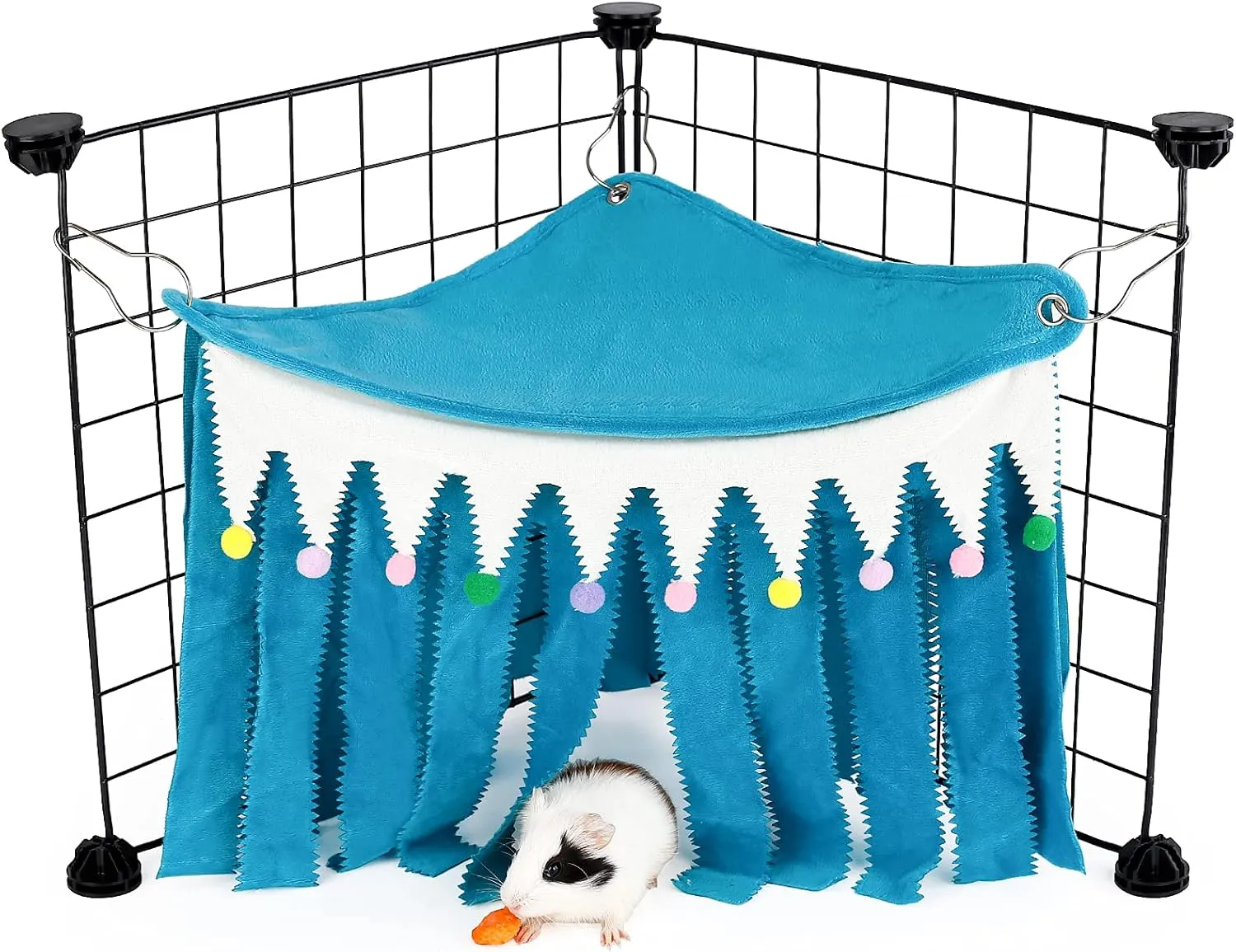 Guinea Pig Hideout - Cage Accessory for Guinea Pigs, Bunnies, Hamsters, Chinchillas, Rabbits Without Metal Fences - Blue