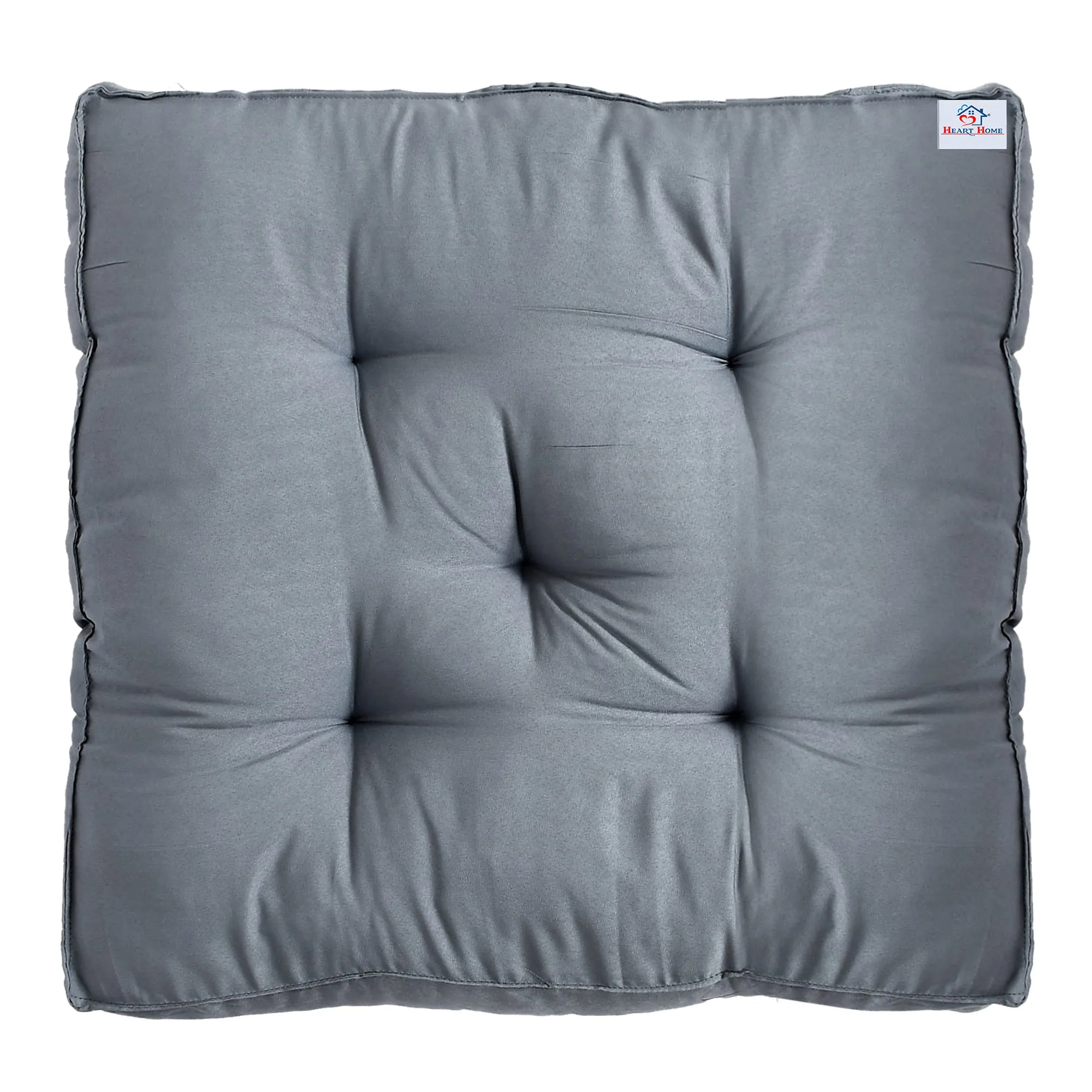 Heart Home Microfiber Square Chair Pad/Cushion for Office, Home or Car Sitting-Pack of 4, 18 * 18 Inch (Grey), Standard (HS_37_HEARTH020871)