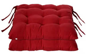 Heart Home Microfiber Square Chair Pad/Cushion for Office, Home or Car Sitting with Ties-Pack of 2, 18 * 18 Inch (Maroon) (Model: HS_37_HEARTH020859)
