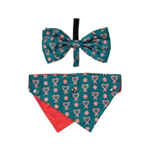 I Heart Candy Canes Bowtie and Bandana Pack - Large/XLarge