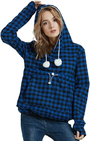 Jomago Womens Pet Carrier Thin Hoodies Kitten Puppy Pouch Shirts Animal Holder Hood Long Sleeve Sweatshirt