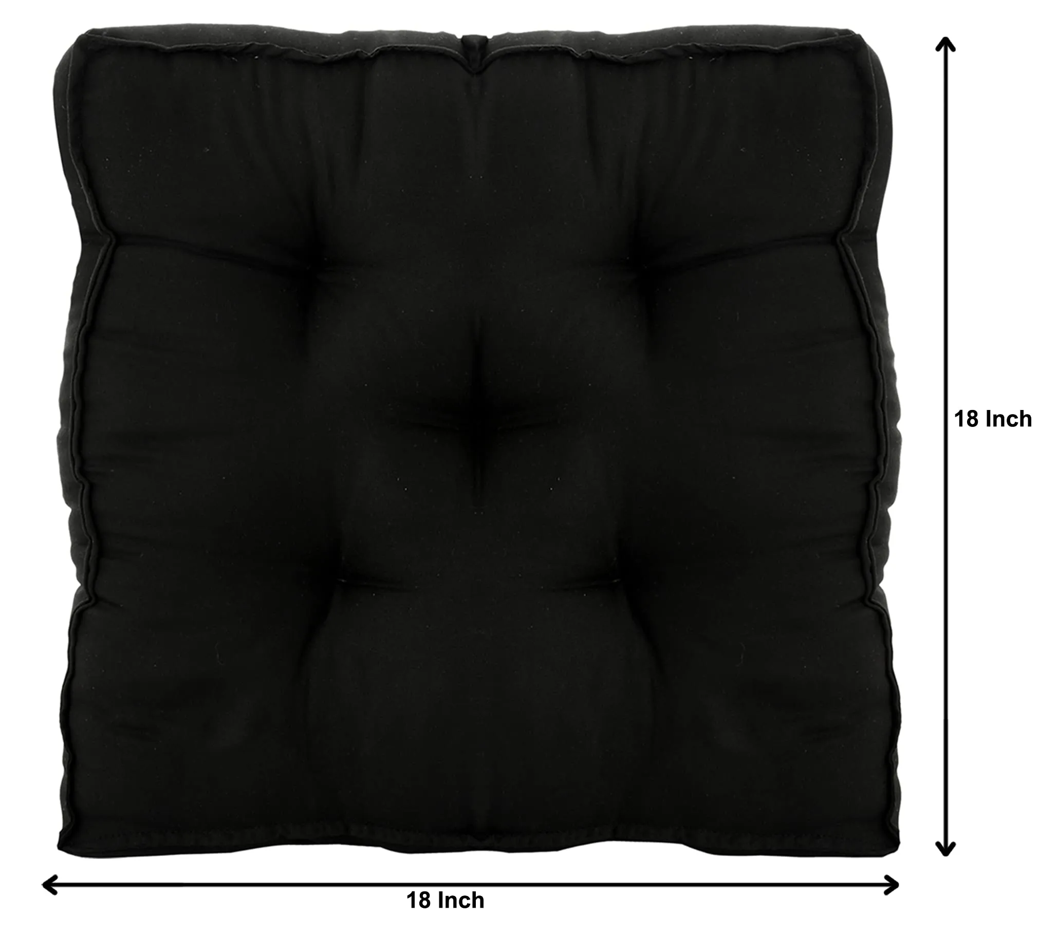 Kuber Industries Microfiber Square Chair Pad Seat Cushion for Car Pad, Office Chair, Indoor/Outdoor, Dining Living Room, Kitchen-Pack of 4, 18 * 18 Inch (Black)