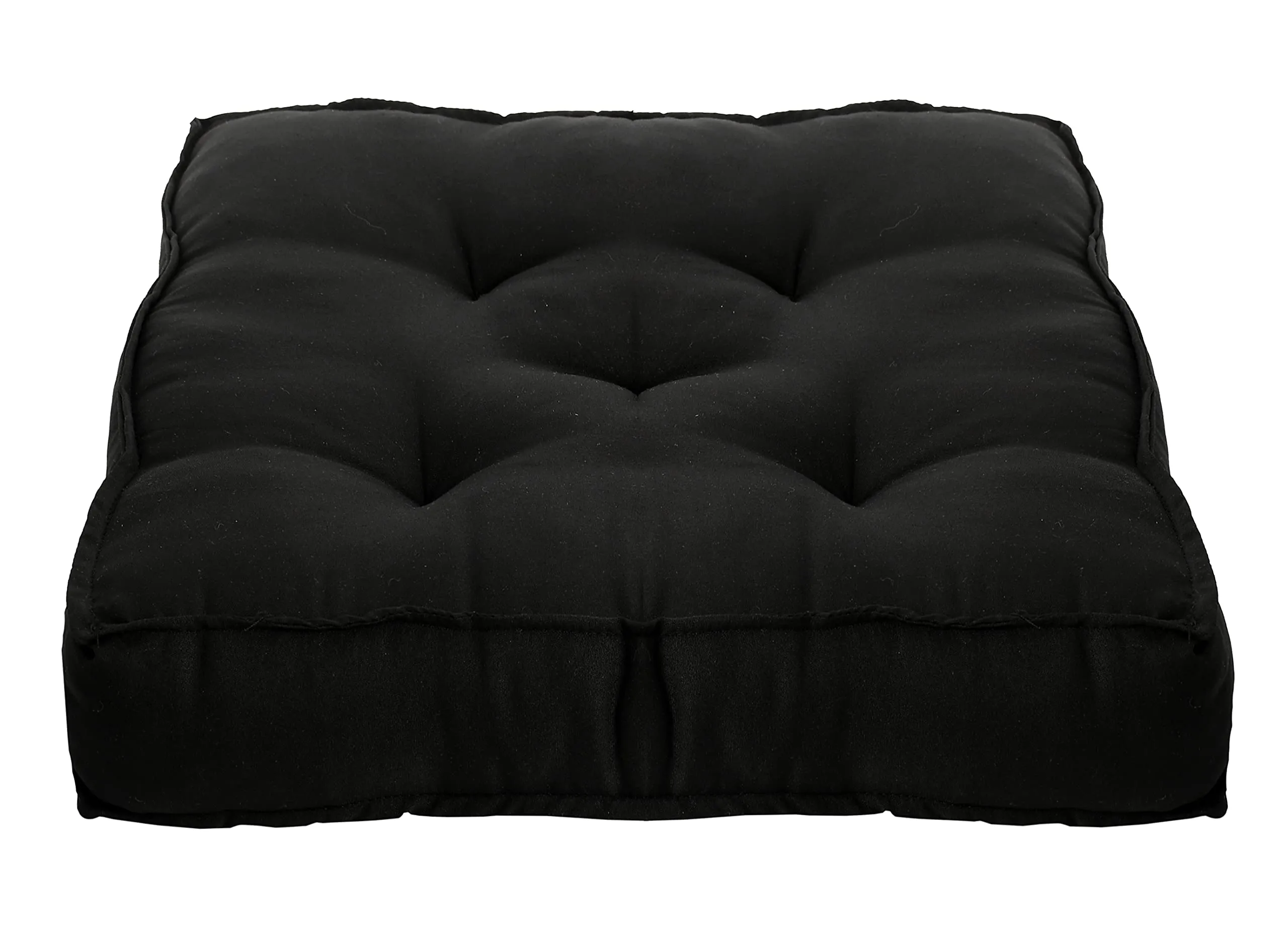Kuber Industries Microfiber Square Chair Pad Seat Cushion for Car Pad, Office Chair, Indoor/Outdoor, Dining Living Room, Kitchen-Pack of 4, 18 * 18 Inch (Black)