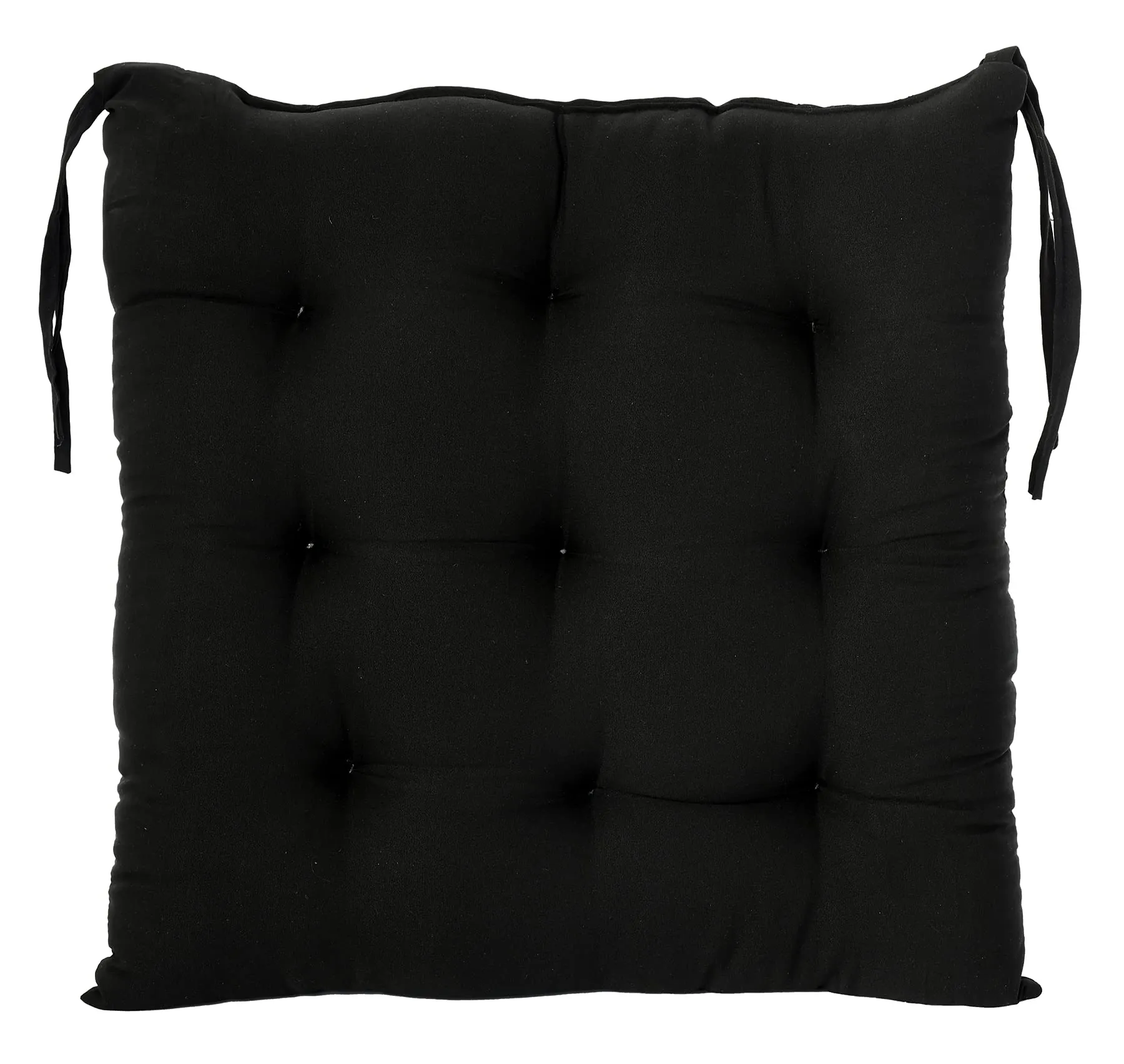 Kuber Industries Microfiber Square Chair Pad/Cushion for Office, Home or Car Sitting with Ties-Pack of 3, 18 * 18 Inch (Black)