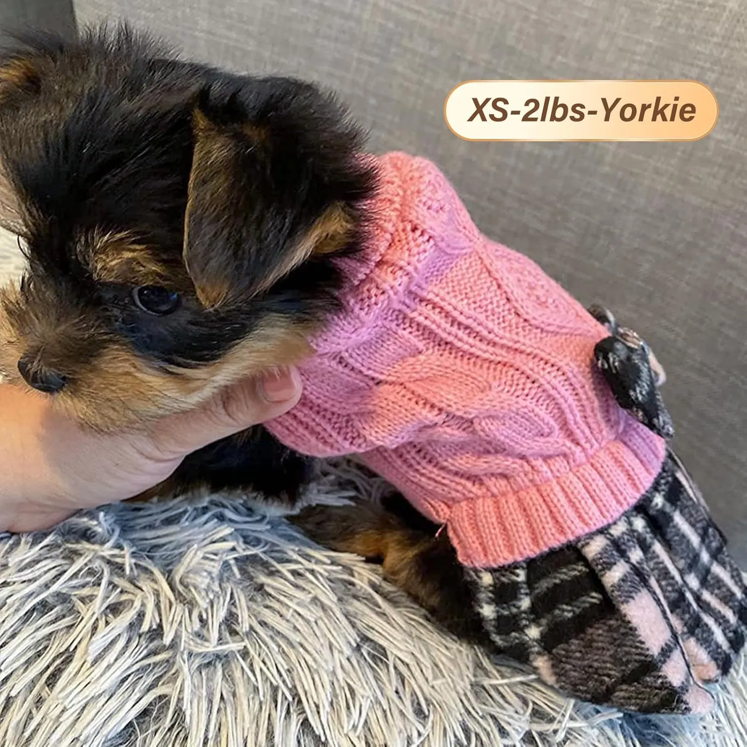 KYEESE Dog Sweaters for Small Dogs Girl Turtleneck Dog Sweater Warm Soft Small Dog Sweater with Bowtie Stretchy Dog Clothes Knitwear Dog Sweater Dress Pullover Dog Coats Puppy Sweater, Pink, X-Small