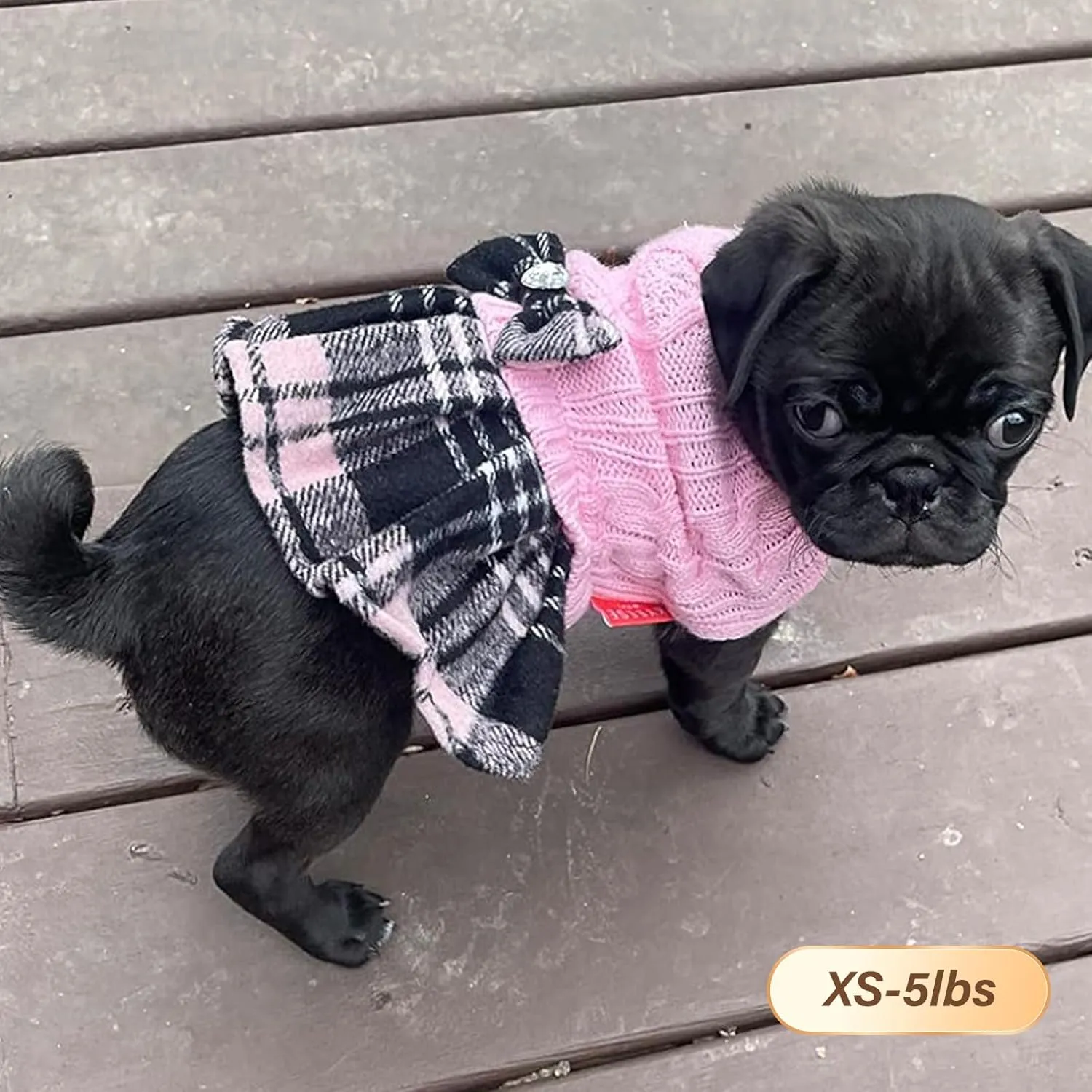 KYEESE Dog Sweaters for Small Dogs Girl Turtleneck Dog Sweater Warm Soft Small Dog Sweater with Bowtie Stretchy Dog Clothes Knitwear Dog Sweater Dress Pullover Dog Coats Puppy Sweater, Pink, X-Small