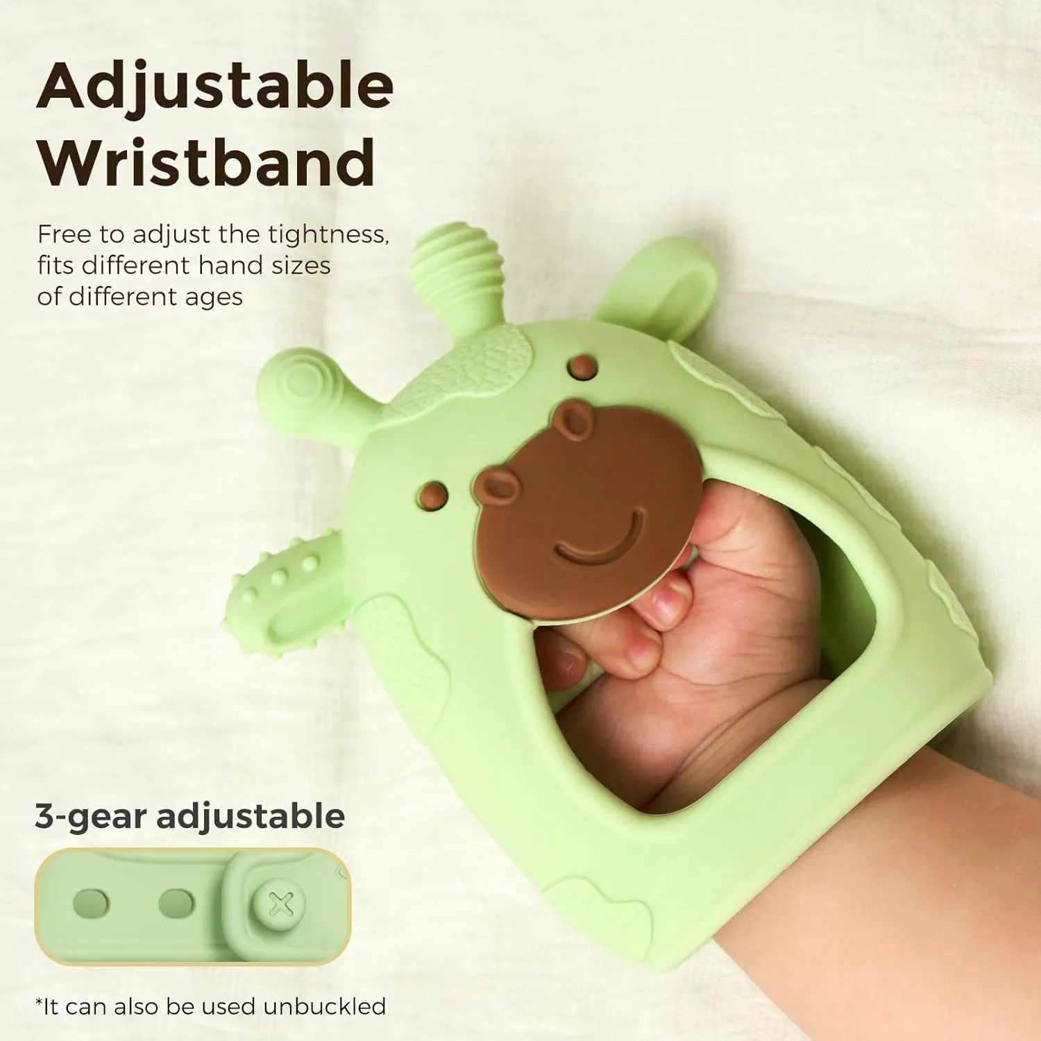 Momcozy Baby Teether Toys | Food Grade Silicone Teething Relief 0-6 Months | Essential Toy 6-12 Months | Green and Pink