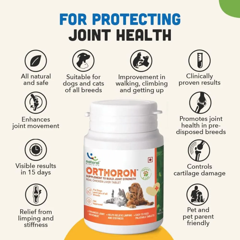 Natural Remedies Orthoron Joint Supplement Tablets for Dogs and Cats
