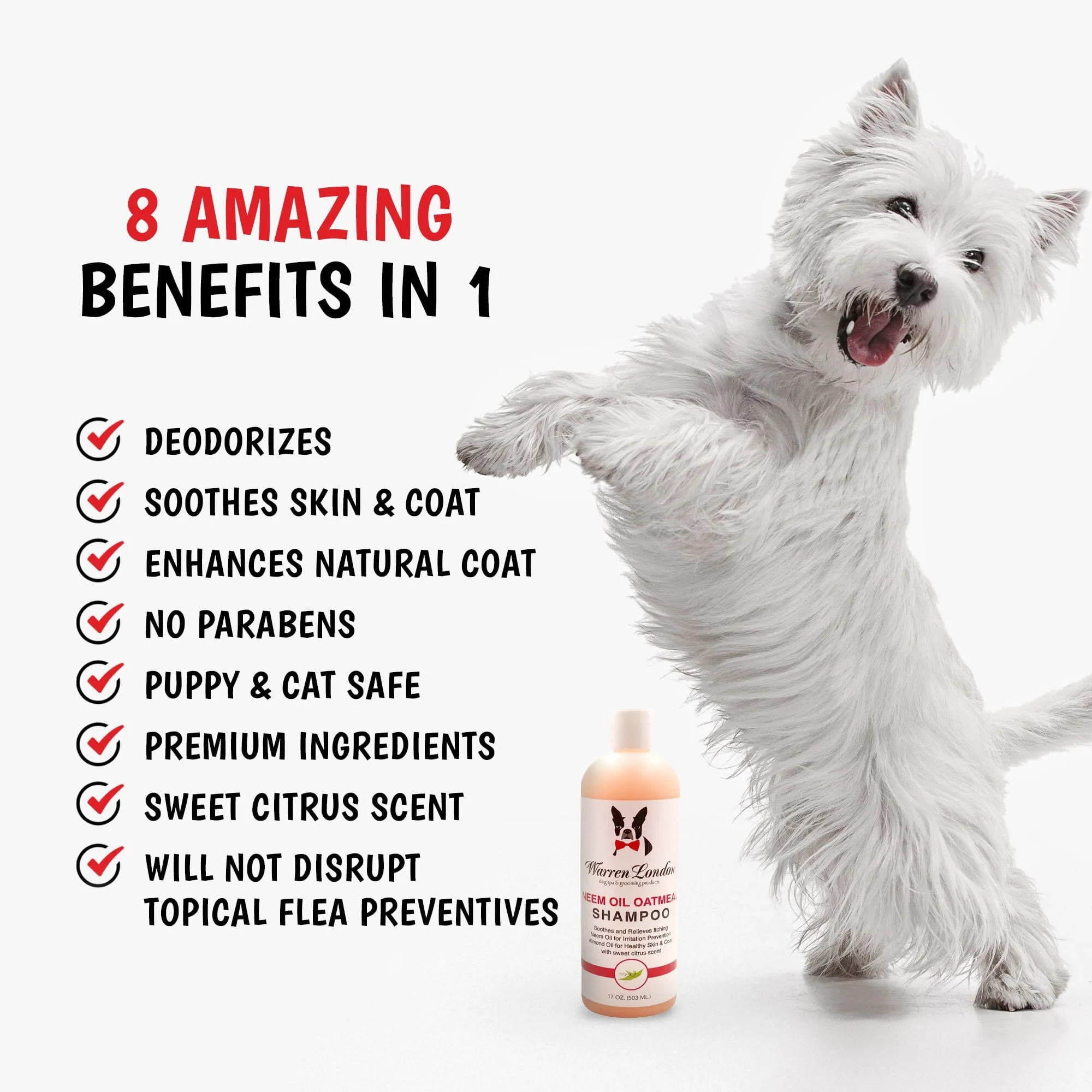 Neem Oil Oatmeal Shampoo - Soothes and Prevents Itching - Professional Size