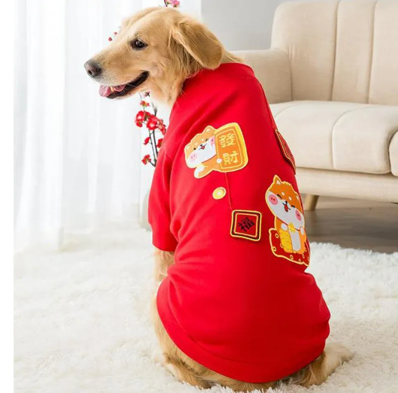 New Year Festive Festive Medium and Large Dog Pet Warm Sweatshirt
