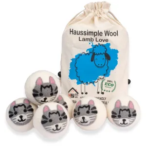 Organic Wool Dryer Balls Cat Pack of 6