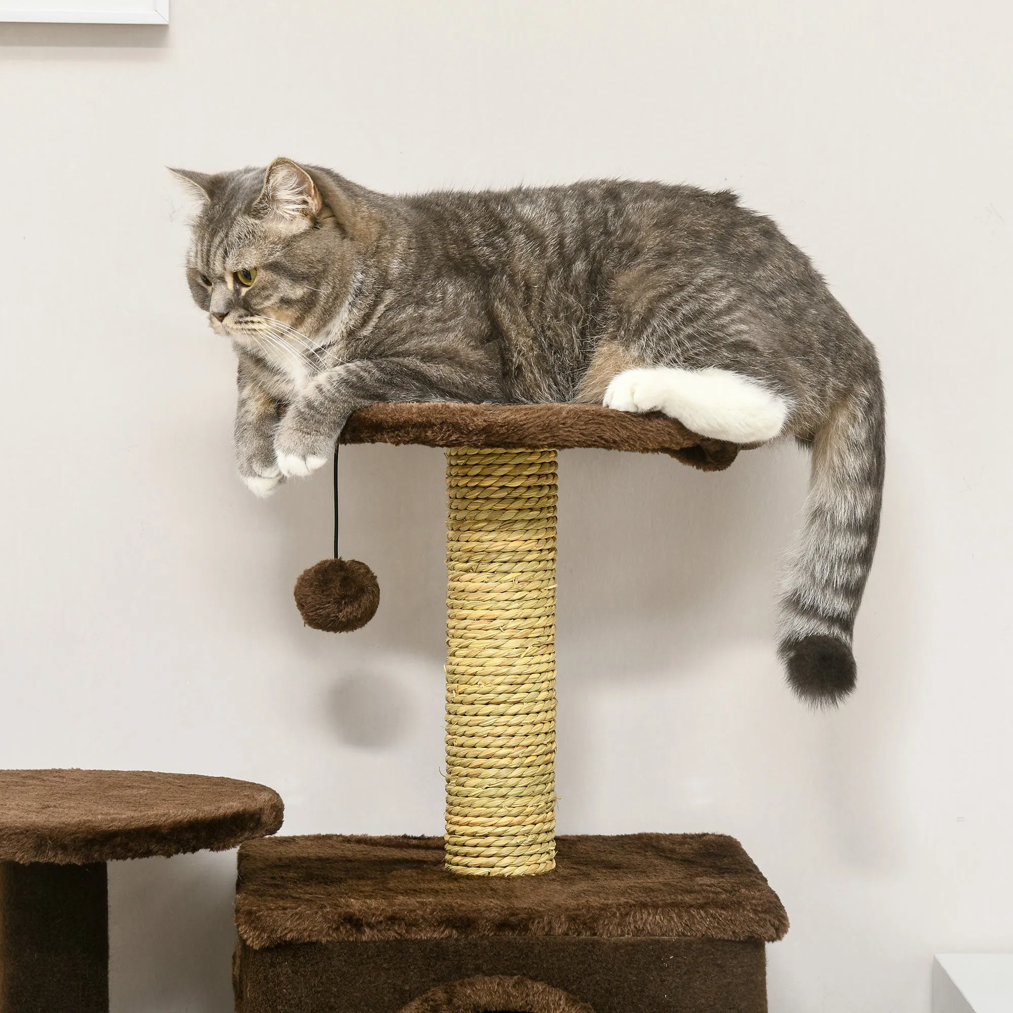 PawHut Cat Tree for Indoor Cats, Modern Cat Tower with Scratching Posts, House