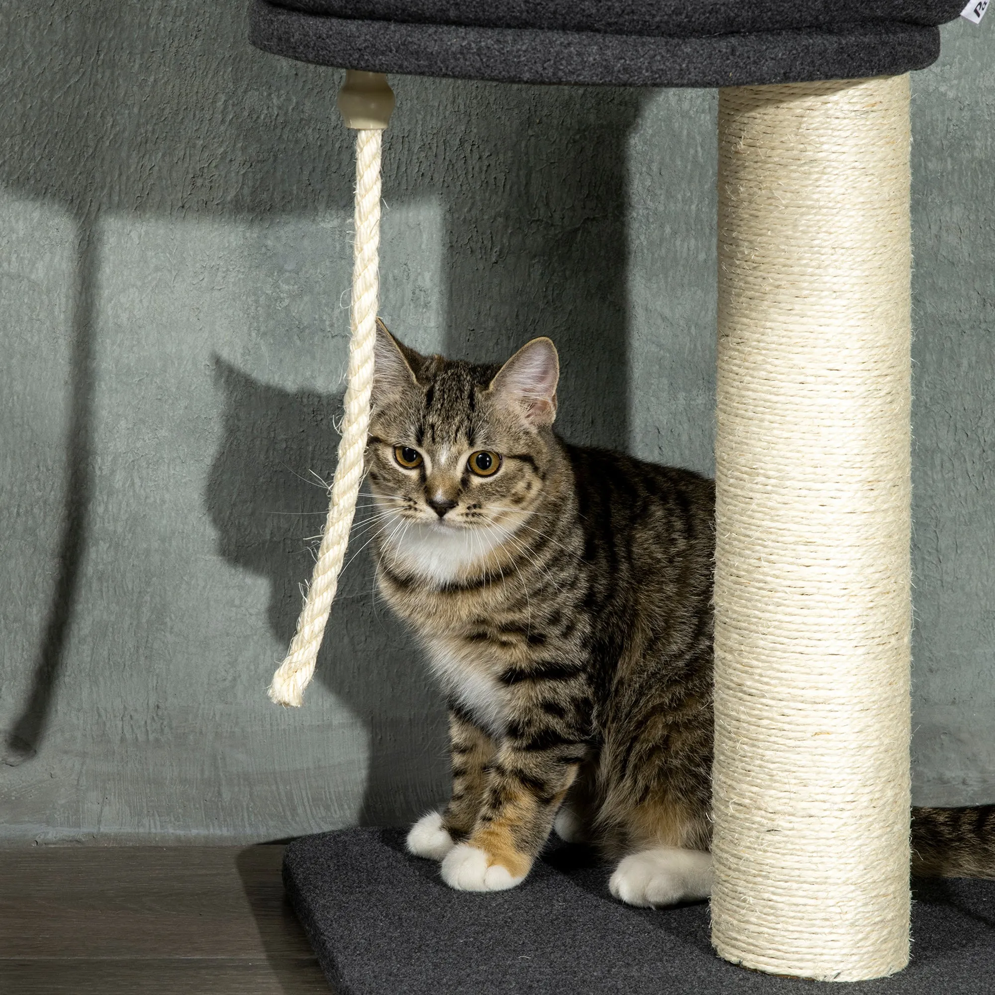 PawHut Floor-To-Ceiling Cat Tree, Height Adjustable, Black