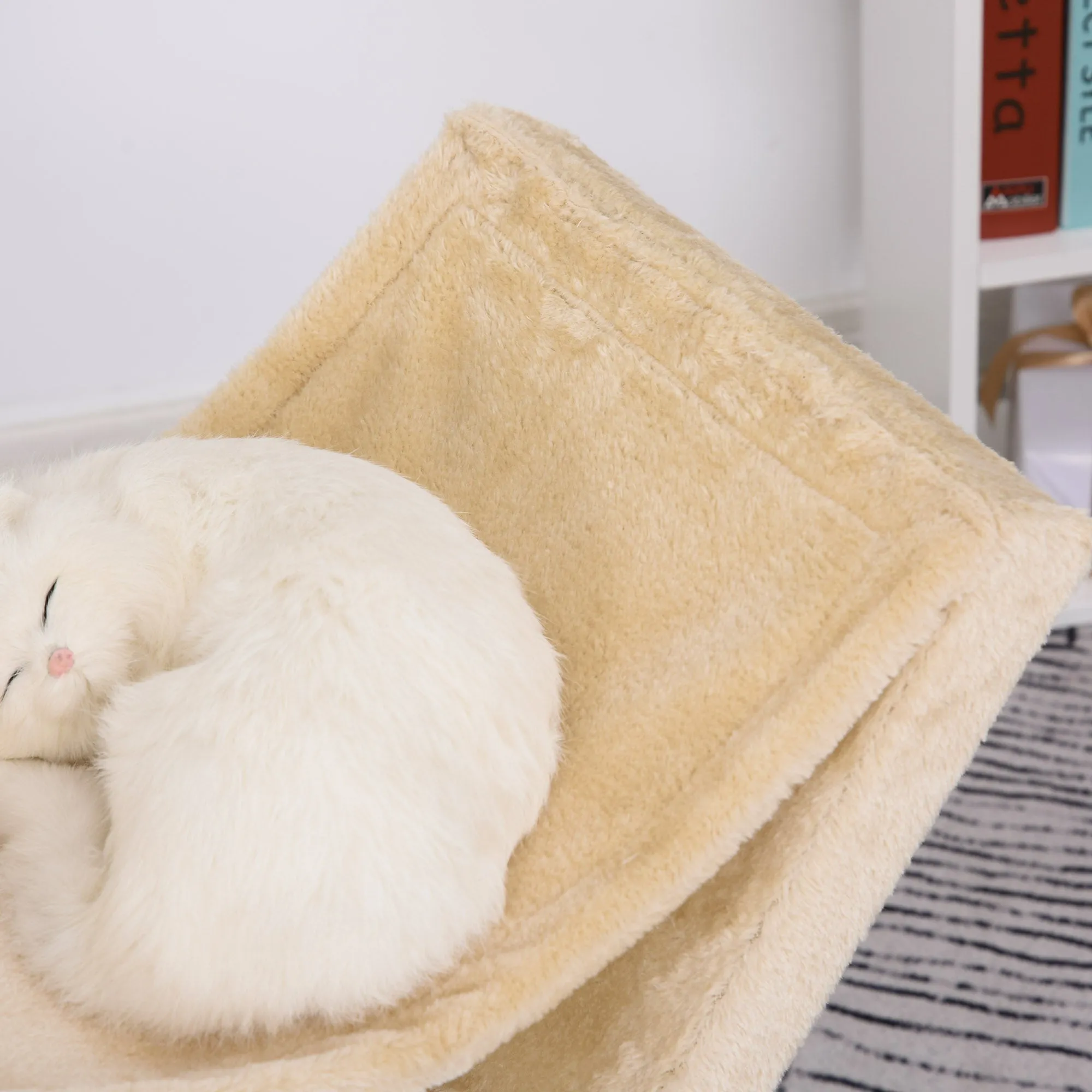 PawHut Plush Folding Cat Tree Play Rest Activity Tower w/ Scratching Post Yellow
