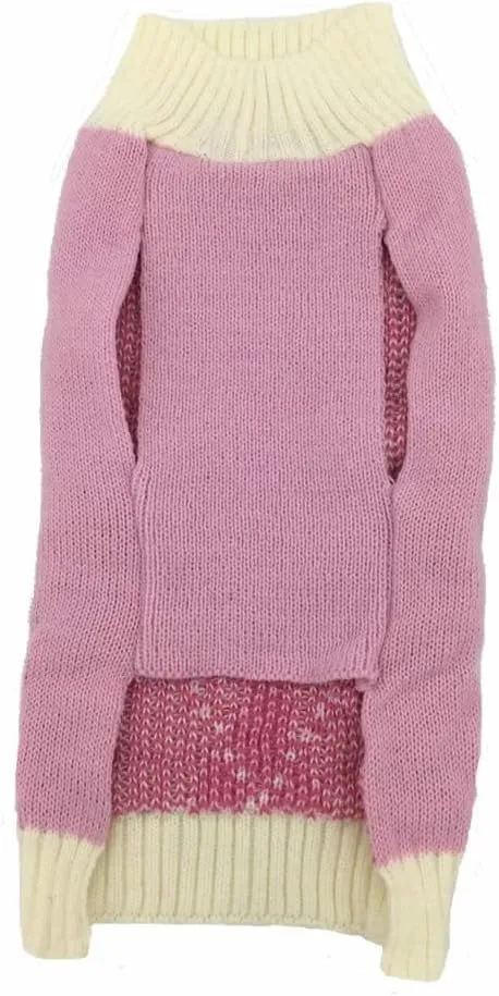 Pink Argyle Puppy Sweater for Girl Pet Sweater Knitwear for Dogs & Cats Warm Knitted Turtleneck X-Small (XS) Size
