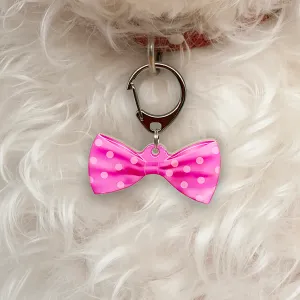 Pink Polka Dots Bowtie Pet ID Tag