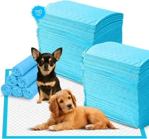 Puppy Pads with Adhesive Stickers [110 Count] Ultra Absorbent Dog Pee Pads (13" X 18") Premium Disposable Training Pads with Leak-Proof Quick-Dry | Pack 110 PCS Anti Odor Potty Pads