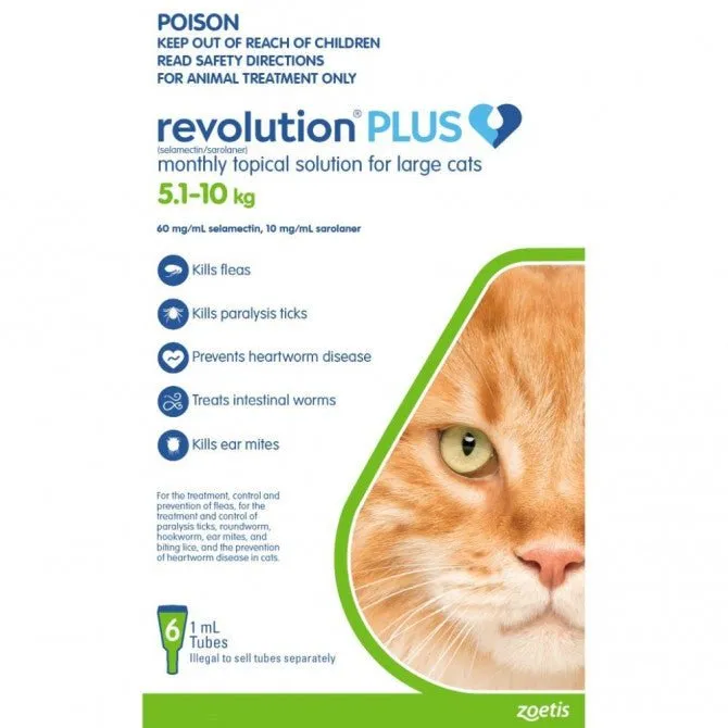 Revolution Plus Flea & Tick Treatment 5-10kg Cat Spot On