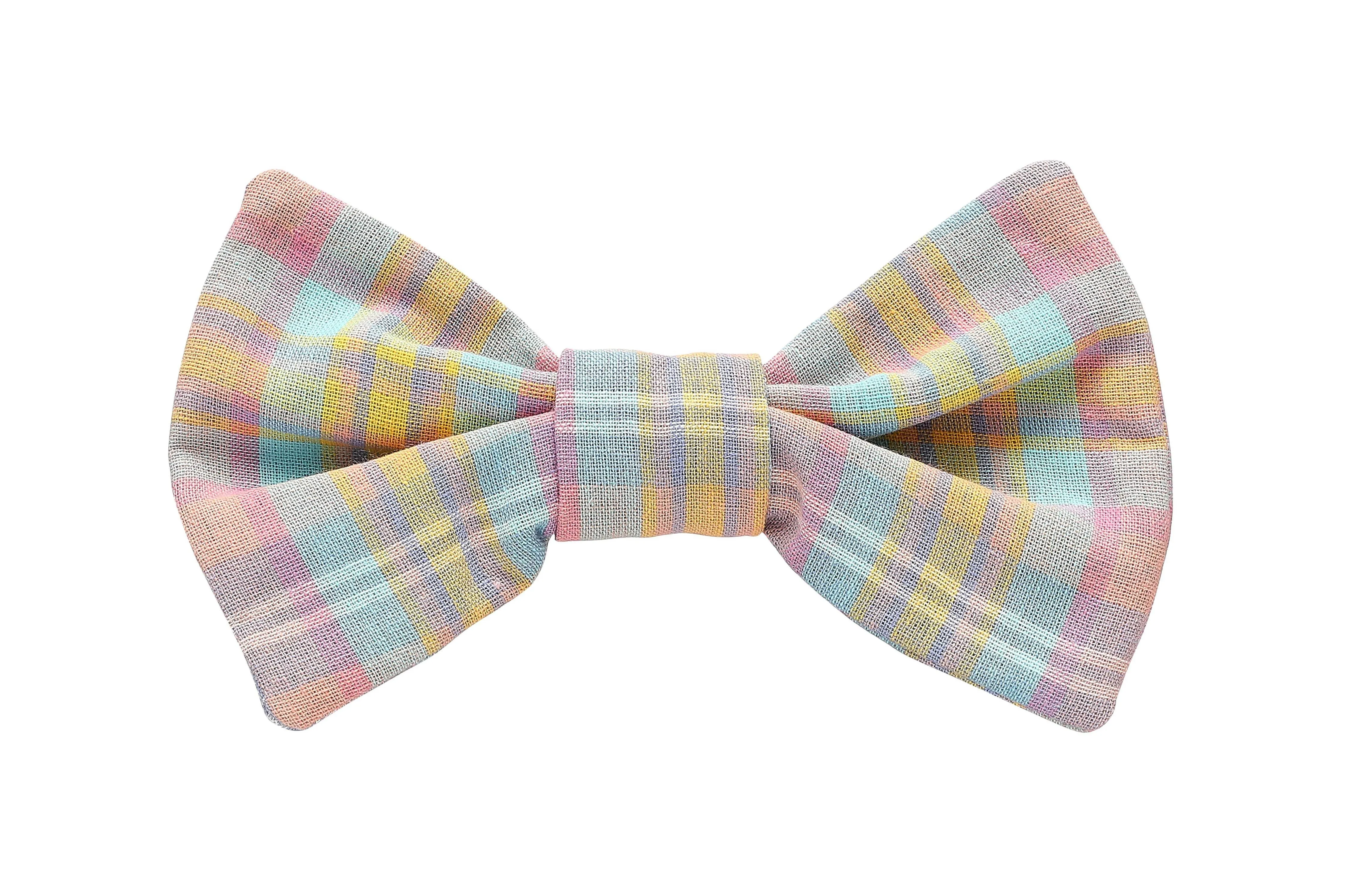 Spring Pastel Plaid Pet Bowtie, M/L