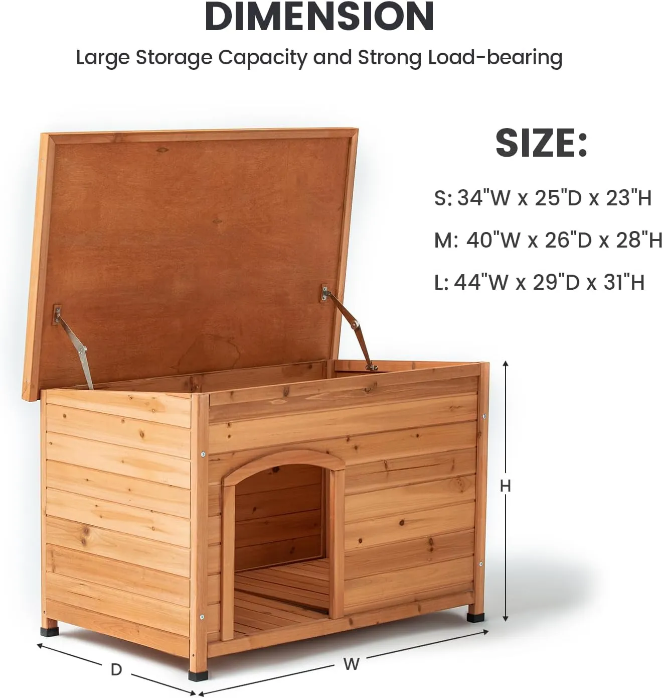 TAKUKA Outdoor Wooden Dog House for Small Medium Large Sized DogsExtra Waterproof Durable Dog Kennel with Wooden Floor for Garden Backyard Farm (34" W x 25" D x 23" H)