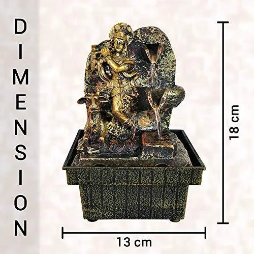 TIED RIBBONS Krishna Statue Decorative Water Fountains with LED Lights for Tabletop Waterfall Indoor Outdoor Living Room Garden Home Decoration and Gifts