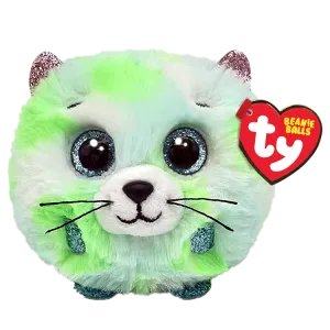 TY PUFFIES EVIE GREEN CAT BALL