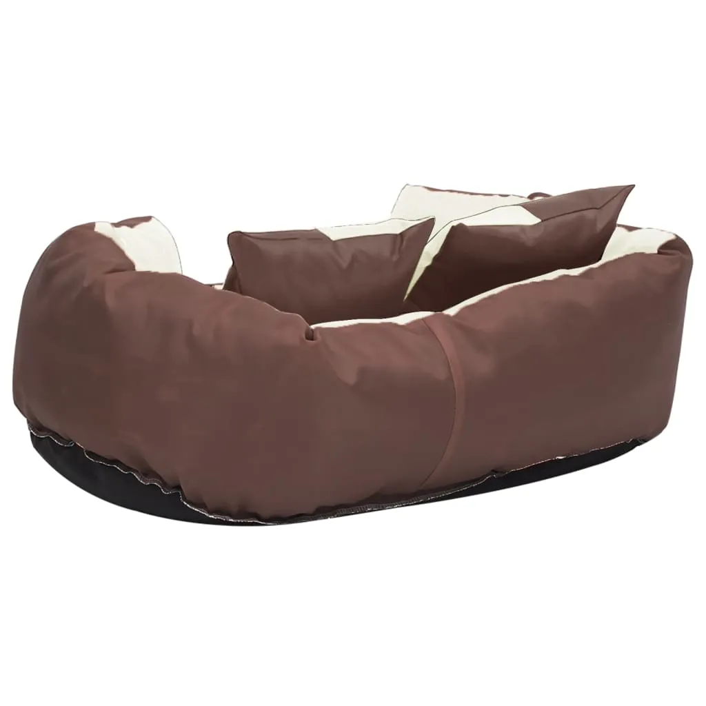 vidaXL Reversible & Washable Dog Cushion Brown and Cream 65x50x20 cm