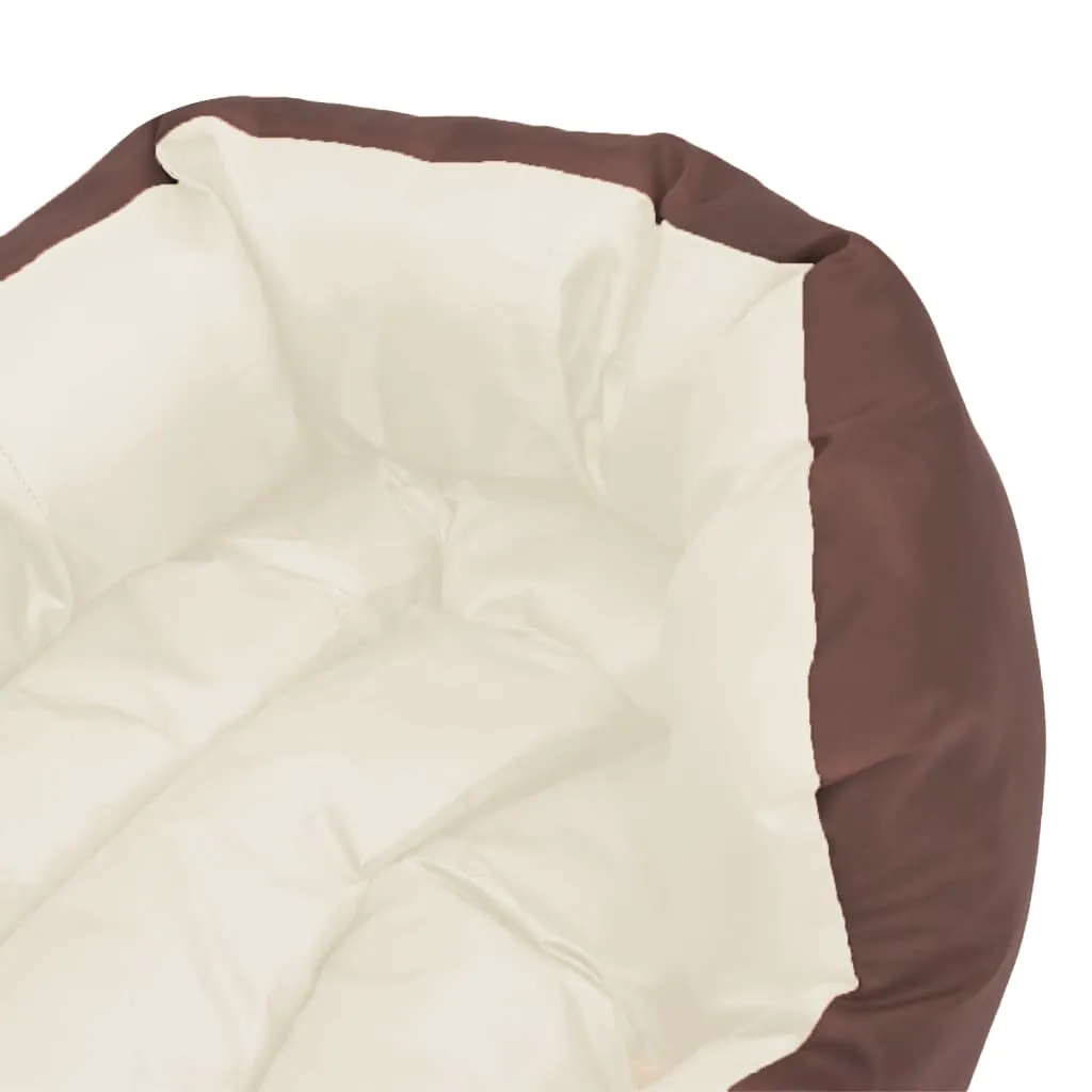 vidaXL Reversible & Washable Dog Cushion Brown and Cream 65x50x20 cm